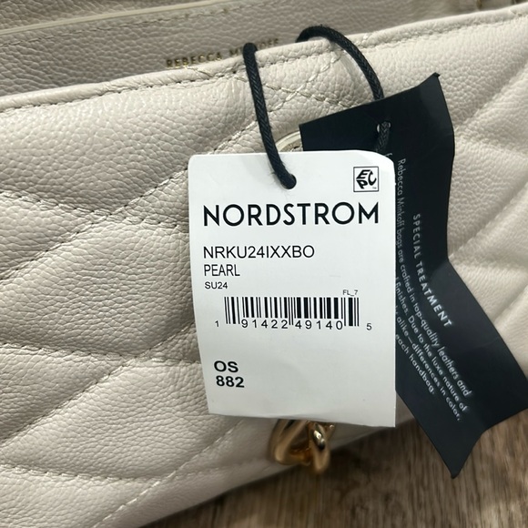 NWT- Rebecca Minkoff Edie Quilted Leather Crossbody w/Gold Chain Hardware Pearl - Picture 2 of 10